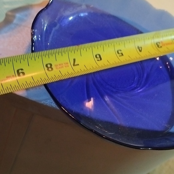 Arcoroc France Cobalt Blue Scalloped Edge Swirl Textured Glass Plate 8" - Picture 4 of 4